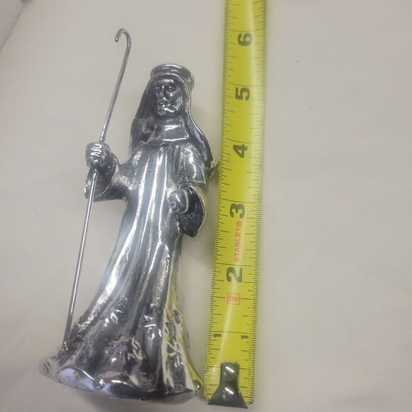 9 Piece antique Silver nativity with wood Creche Christmas  in Original Open Box - Picture 9 of 15